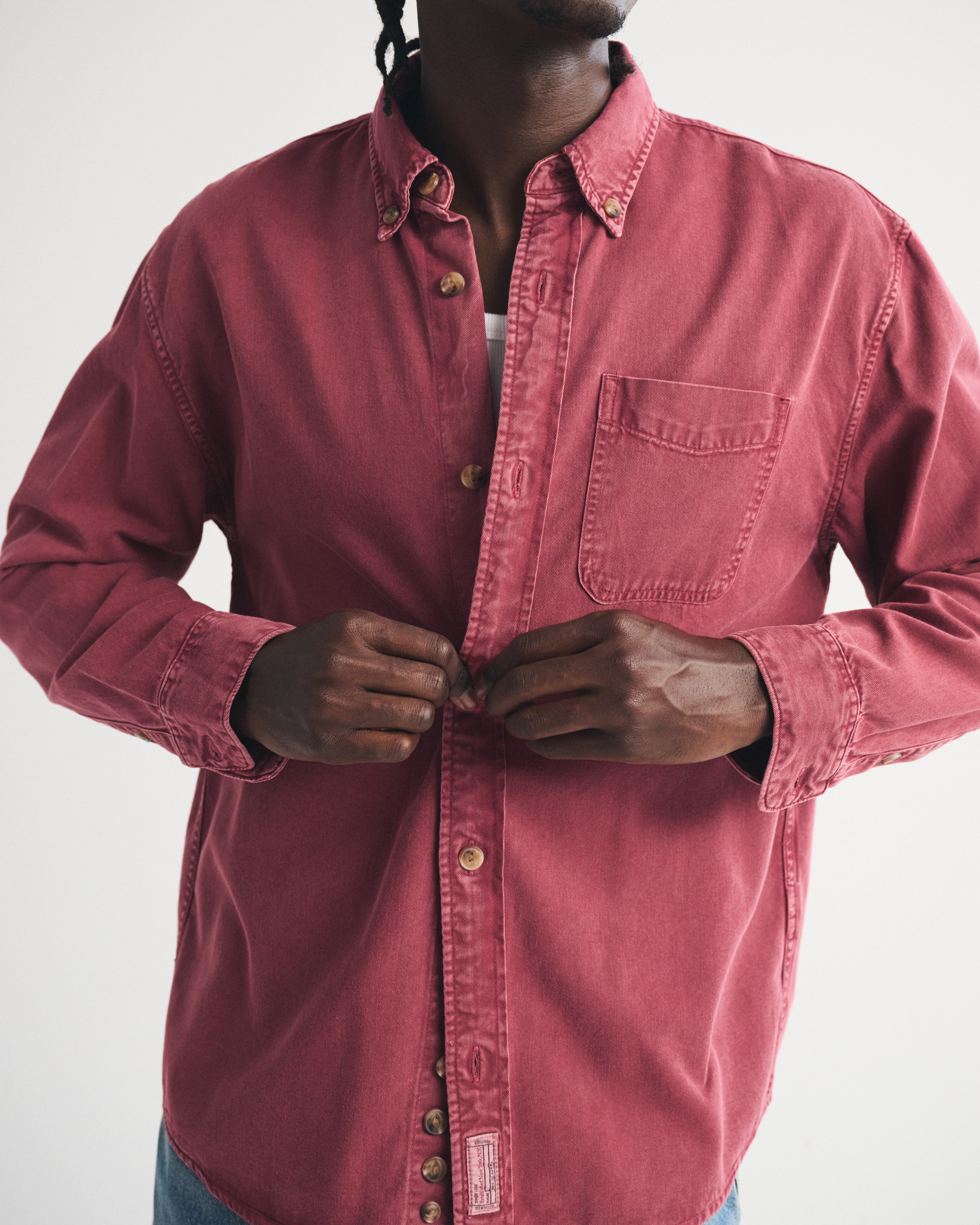 Мужские рубашки Abercrombie & Fitch Twill Button-Up Shirt — фото 2