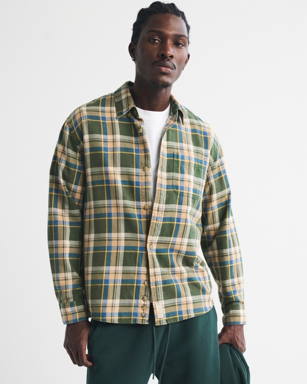100% Cotton Flannel, Green Plaid view 1
