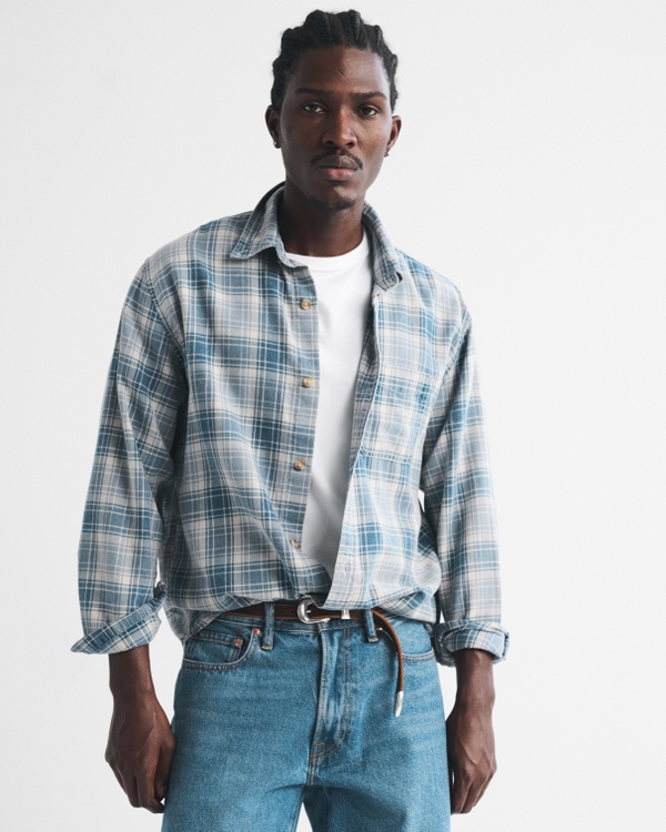 100% Cotton Flannel, Navy Plaid view 1