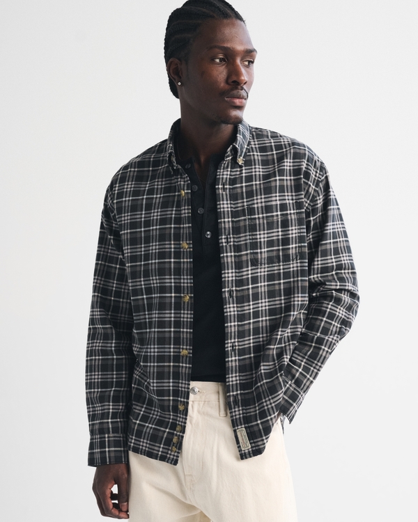 100% Cotton Flannel, Black Plaid view 1