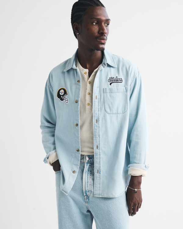 Pittsburgh Steelers Denim Button-Up Shirt