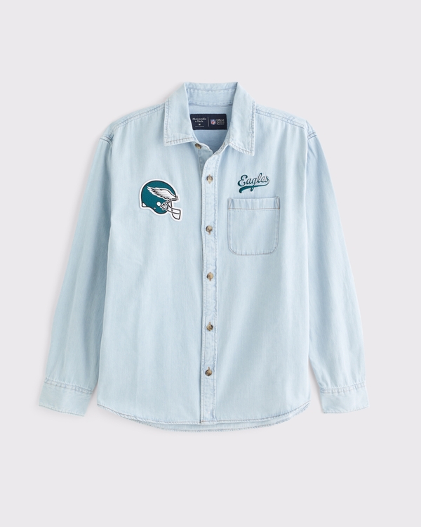 Philadelphia Eagles Denim Shirt, Light Wash-eagles view 1