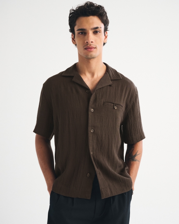 A&F Resort Shirt, Dark Brown view 1