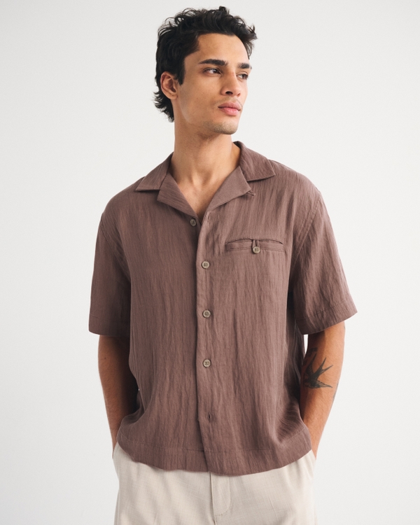 A&F Resort Shirt, Brown Mauve view 1