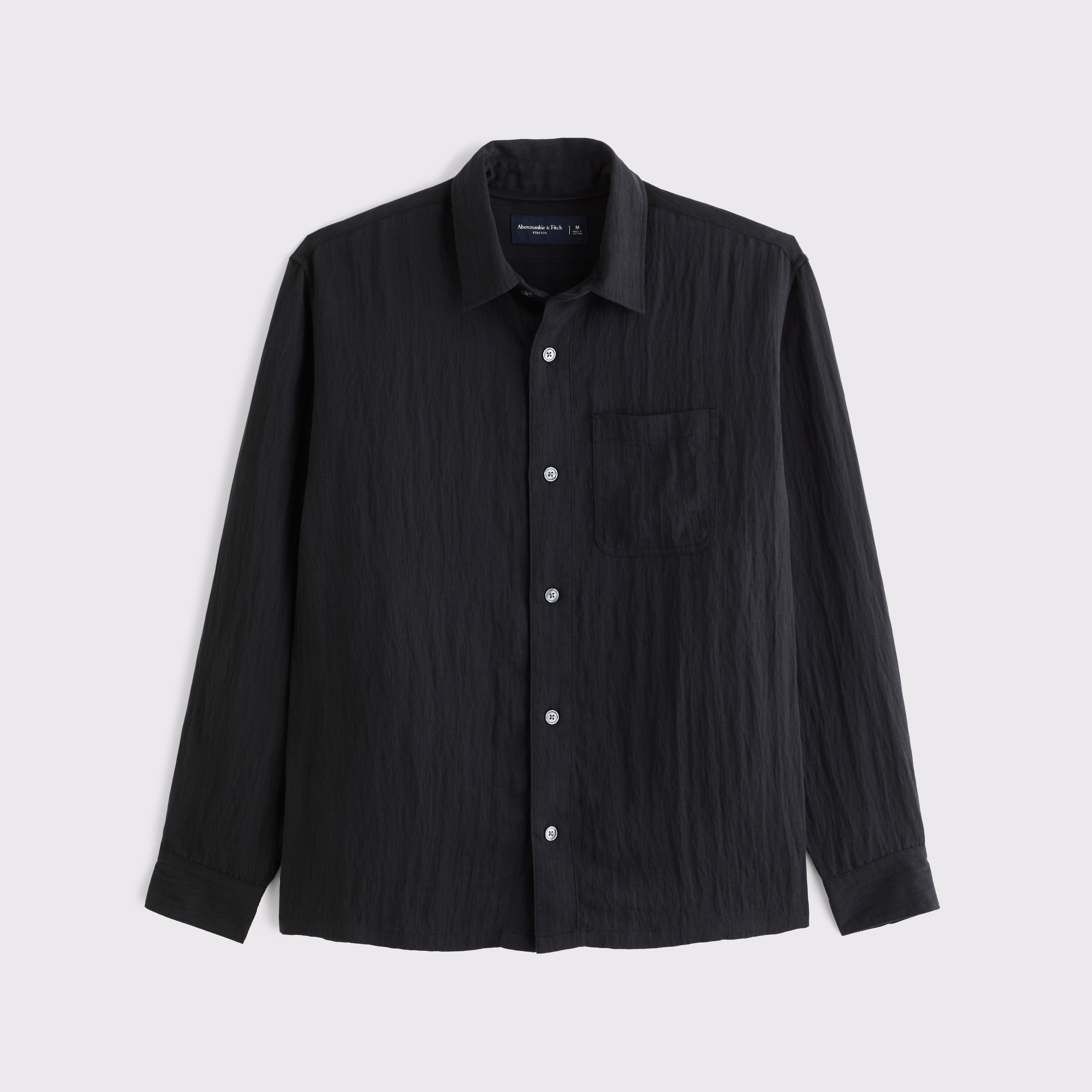 Мужская рубашка Abercrombie & Fitch Lyocell-Blend Button-Up, цвет: Чёрный