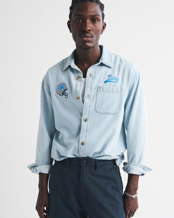 Detroit Lions Denim Button-Up Shirt
