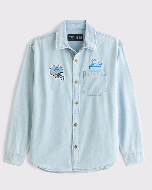 Detroit Lions Denim Button-Up Shirt