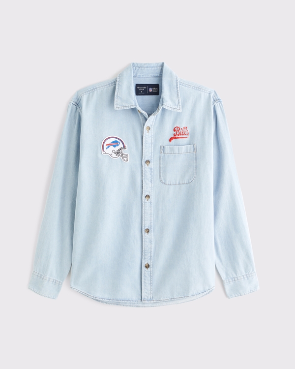 Buffalo Bills Denim Shirt, Light Wash-bills view 1