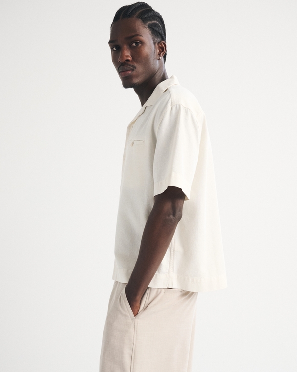 メンズ ボクシー ボタンアップシャツ | メンズ トップス | Abercrombie.com