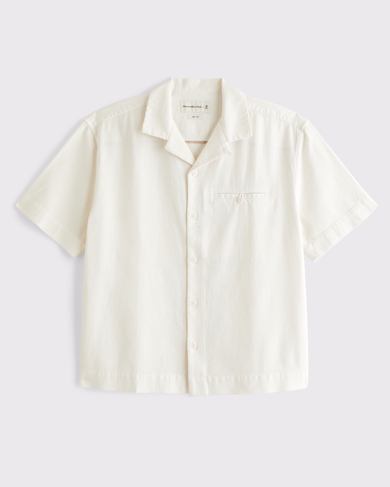YMC ベージュ ボタンアップシャツ M メンズ ボクシー ボタンアップシャツ | メンズ トップス | Abercrombie.com