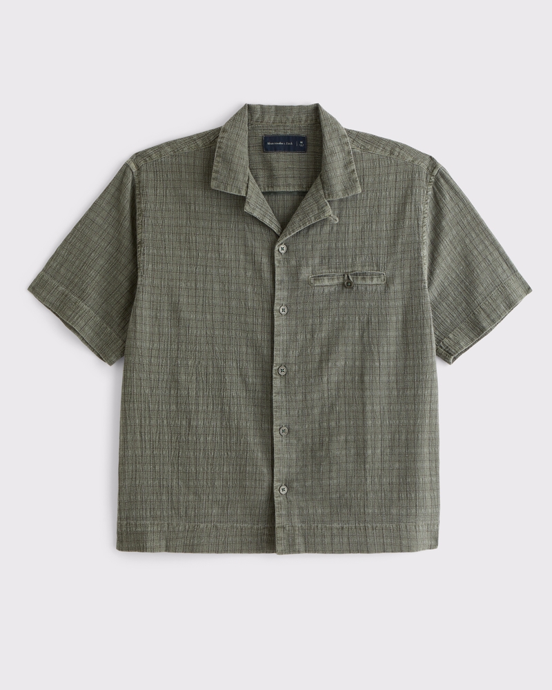 メンズ ボクシー ボタンアップシャツ | メンズ トップス | Abercrombie.com