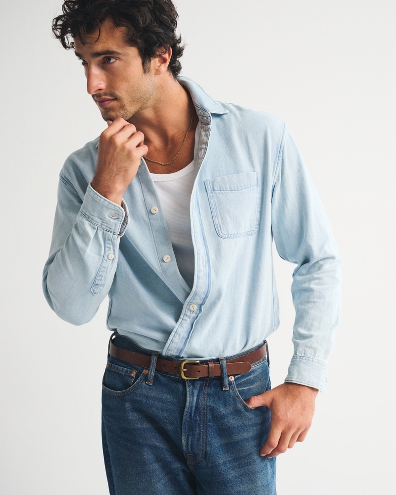 Denim Button-Up Shirt - thumbnail 4