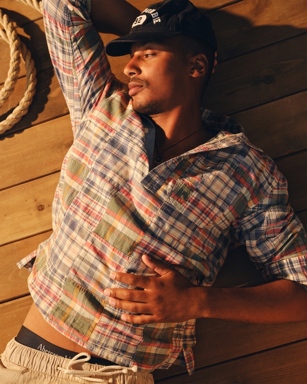 Patchwork Madras Popover, Red Plaid view 1