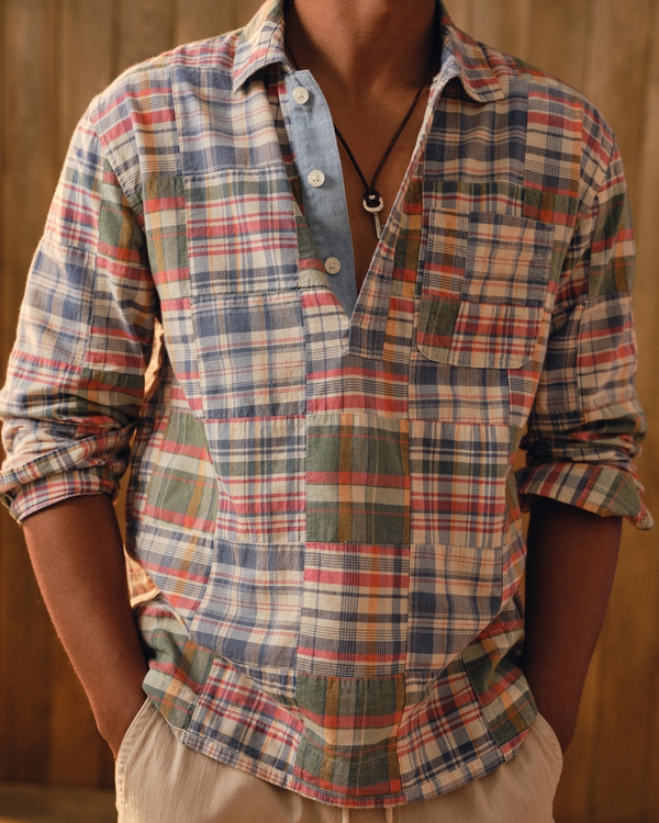Patchwork Madras Popover, Red Plaid view 2