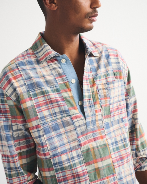 Patchwork Madras Popover, Red Plaid view 2