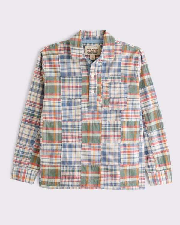 Patchwork Madras Popover, Red Plaid view 1