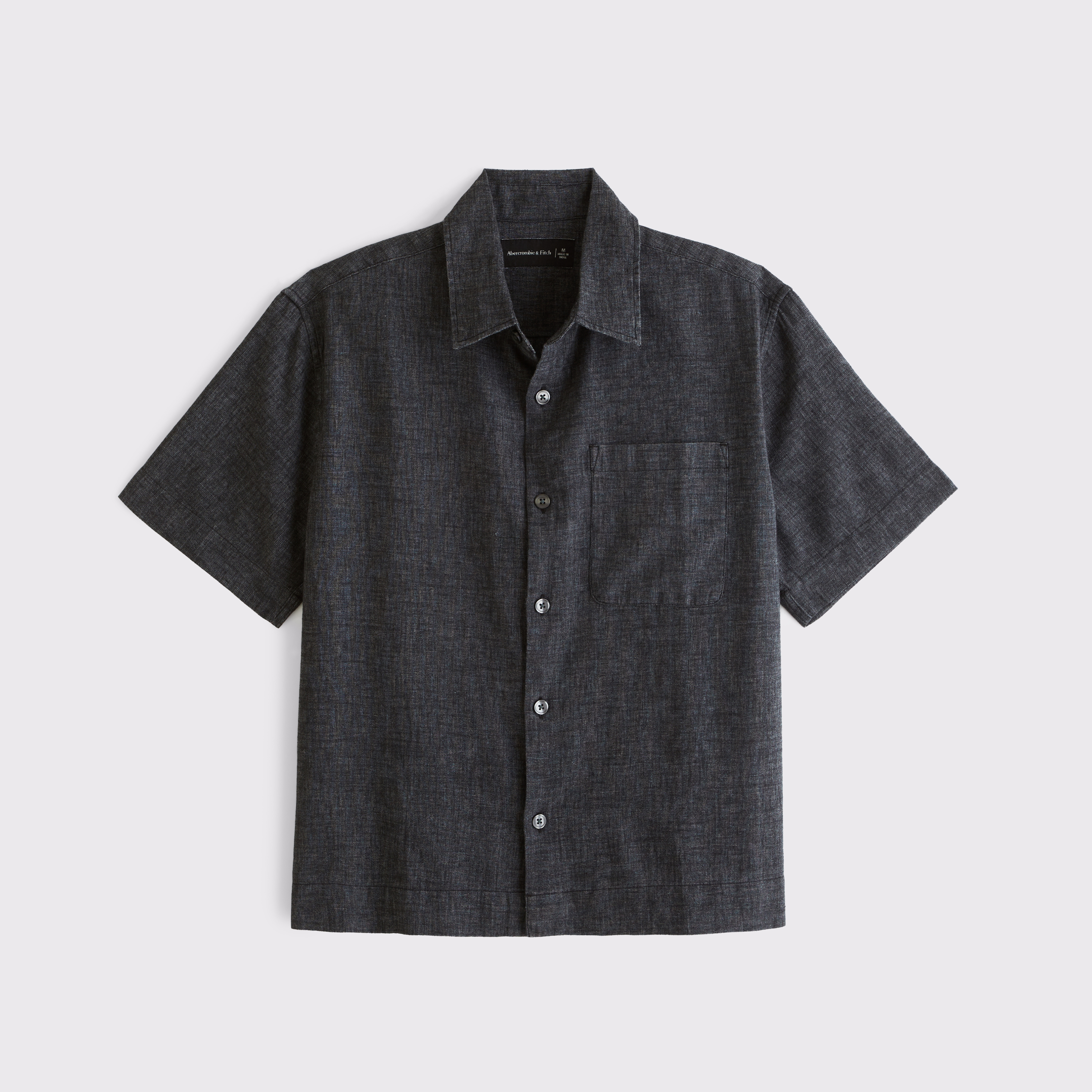 Мужская рубашка Abercrombie & Fitch Point Collar Button-Up, цвет: Чёрный