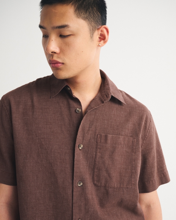 mens brown short sleeve dress shirt Men's Point Collar Button-Up grabbing elegance and undeniable look-tessa-low-waist-sequin-midi-skirt-ivory-black-polka Emma + Oliver 4 Color:Brown Fuzzy Lace
