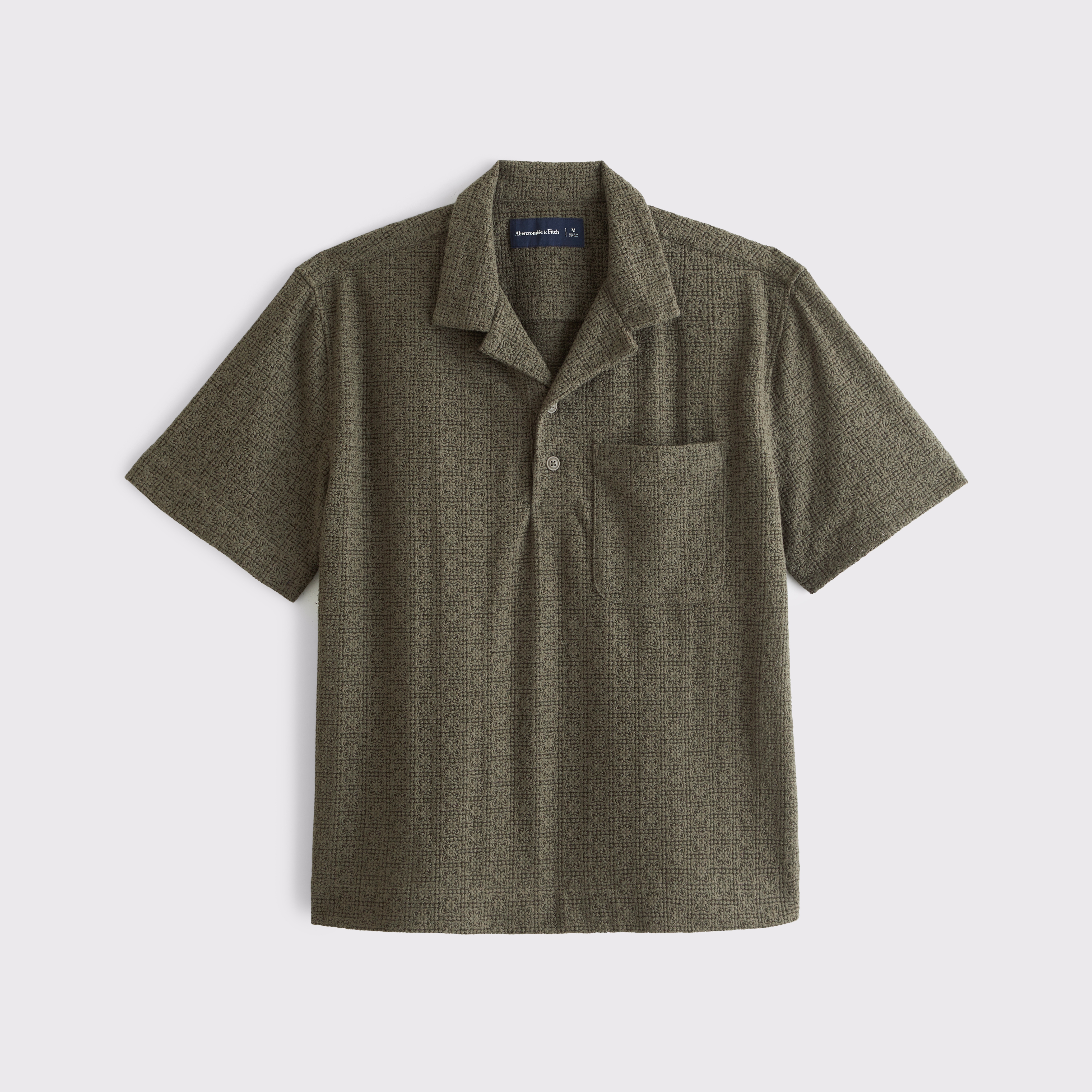 Мужской топ Abercrombie & Fitch Short-Sleeve Lace Popover, цвет: Зелёный — фото 1