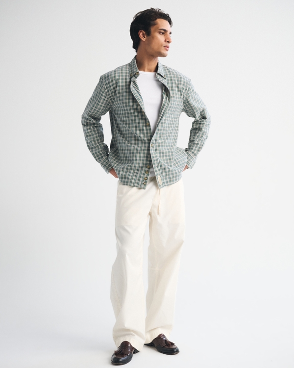 Button-Up Shirt, Green Plaid view 2