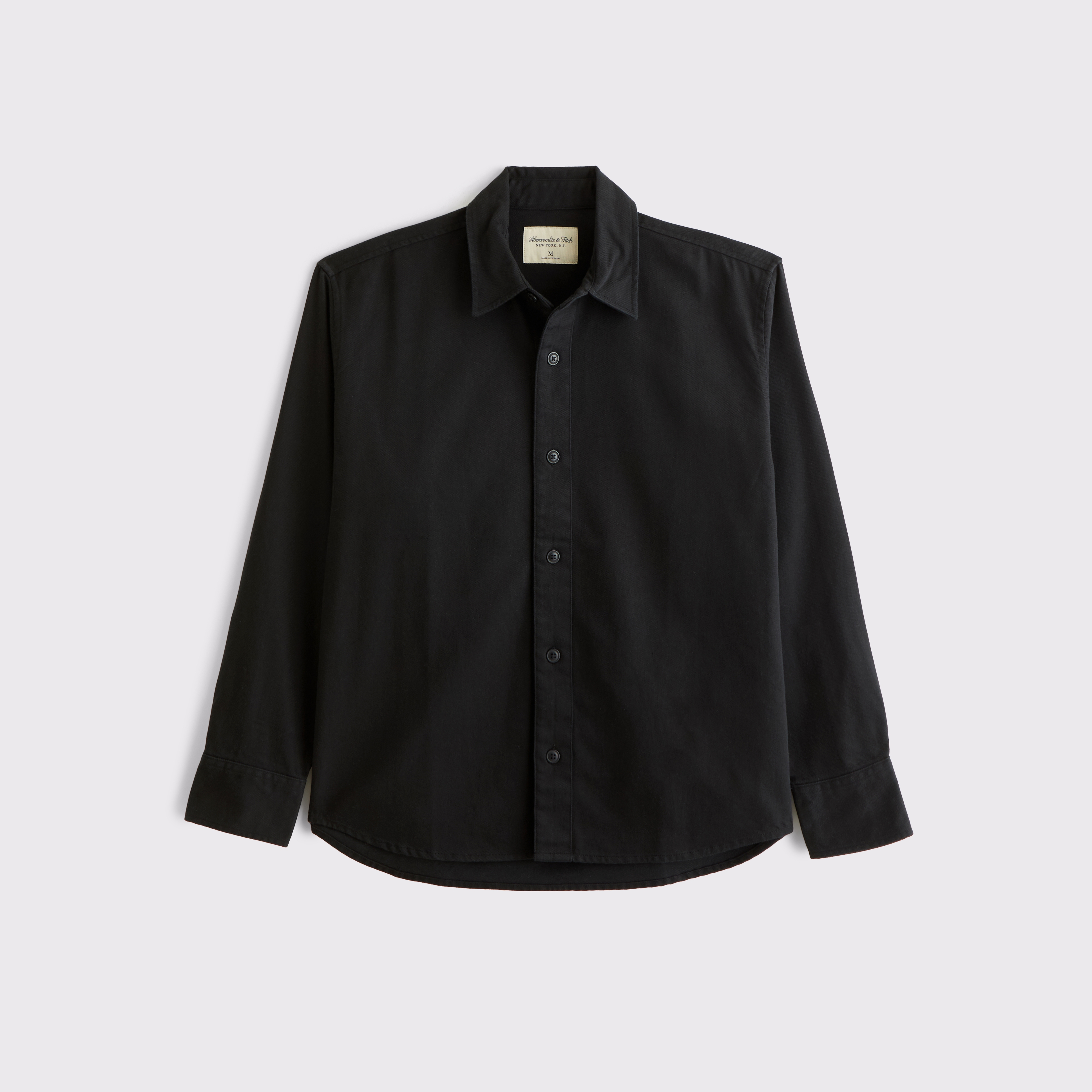 Рубашка Abercrombie & Fitch Twill Button-Up, цвет: Чёрный