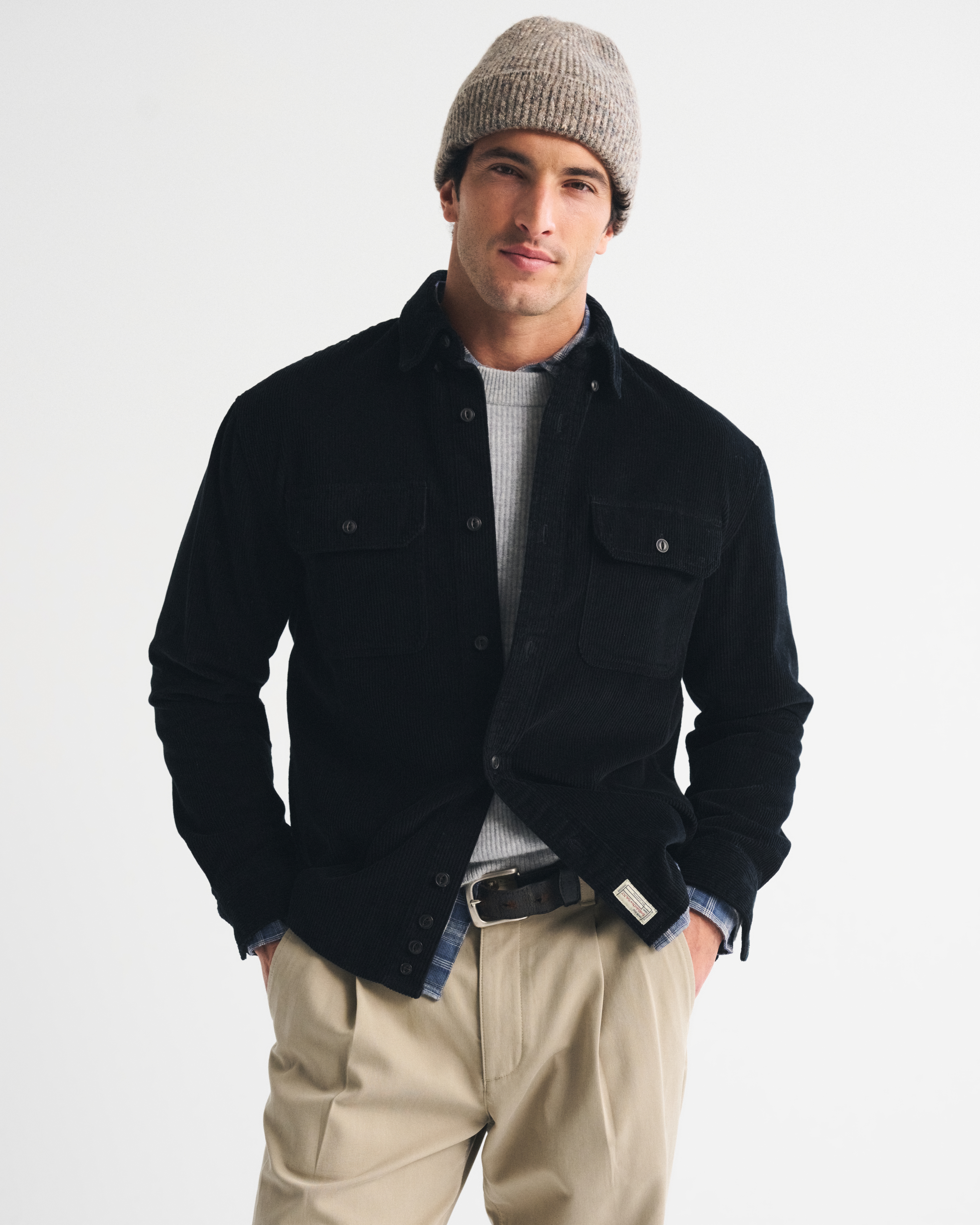 Мужская рубашка Abercrombie & Fitch 100% Cotton Corduroy Overshirt, цвет: Чёрный — фото 2
