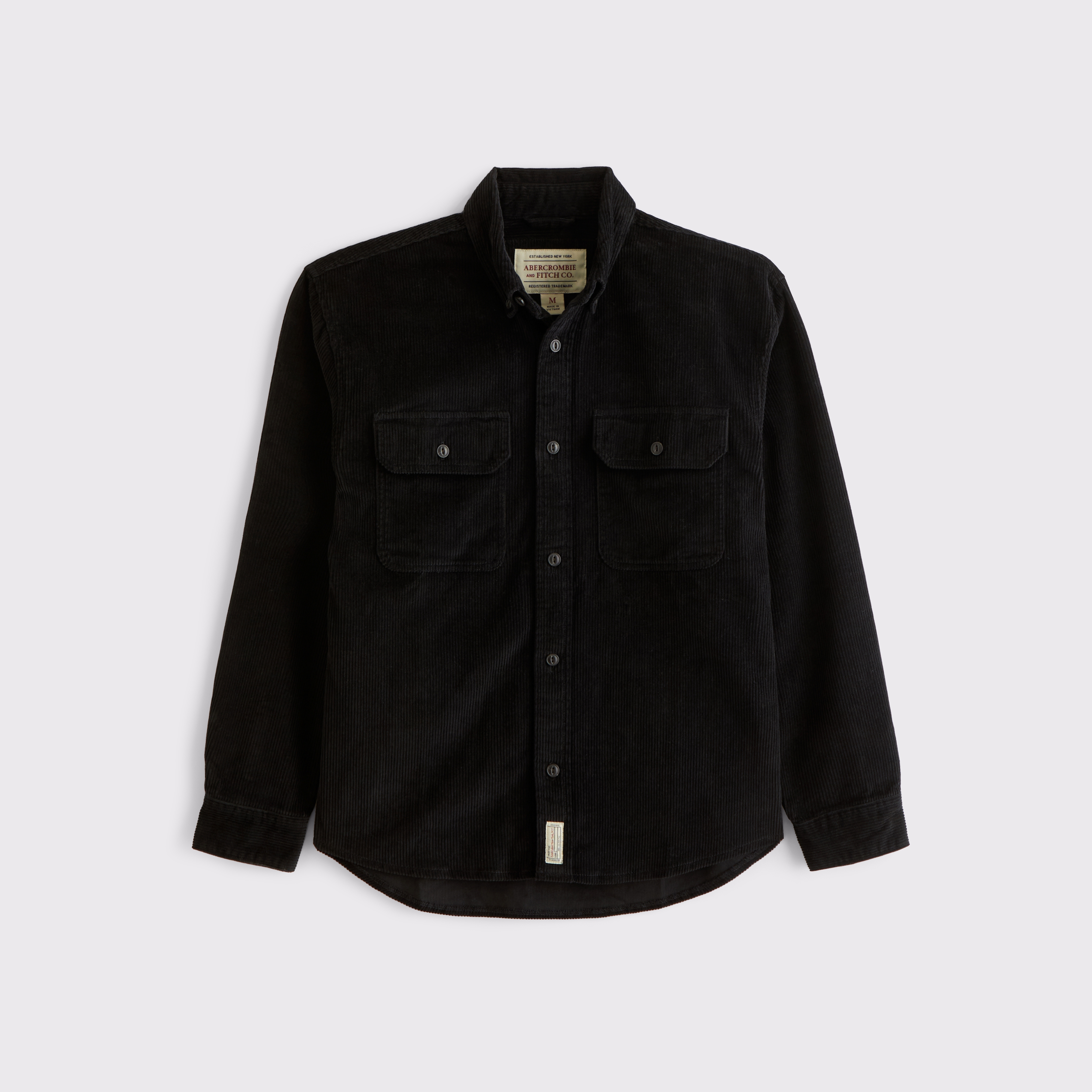 Мужская рубашка Abercrombie & Fitch 100% Cotton Corduroy Overshirt, цвет: Чёрный — фото 1