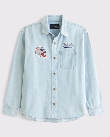 New England Patriots Denim Button-Up Shirt