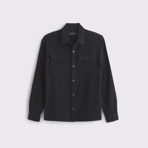 Мужские рубашки Abercrombie & Fitch Linen-Blend Button-Up Shirt