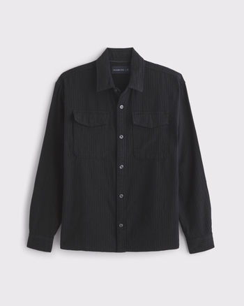 Linen-Blend Button-Up Shirt
