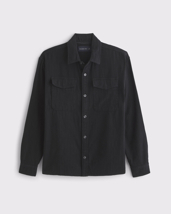 Linen-Blend Button-Up Shirt