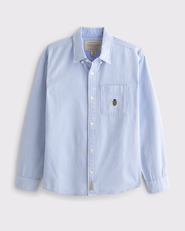 Crest Striped Button-Up Shirt