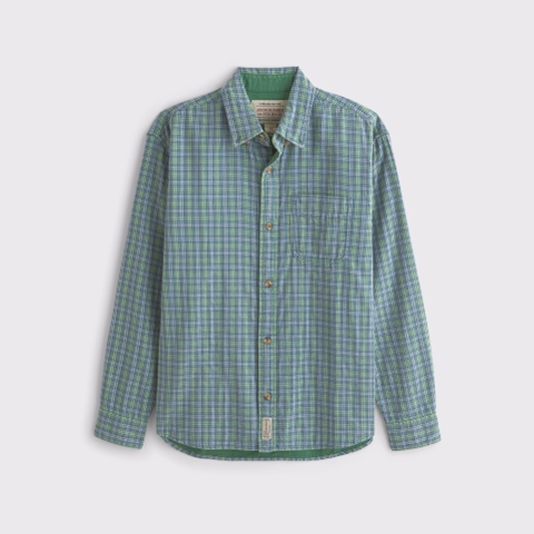 Мужские рубашки Abercrombie & Fitch Plaid Double-Cloth Button-Up Shirt