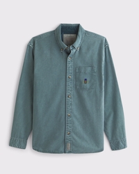 Washed Twill Button-Up Shirt