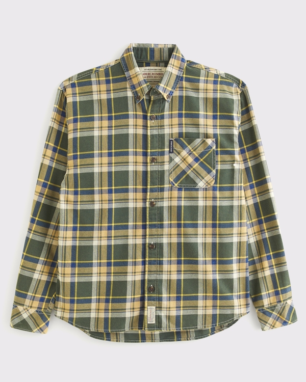 Plaid Flannel, Green Plaid view 1