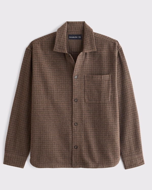 Clean Overshirt, Dark Brown Plaid view 1
