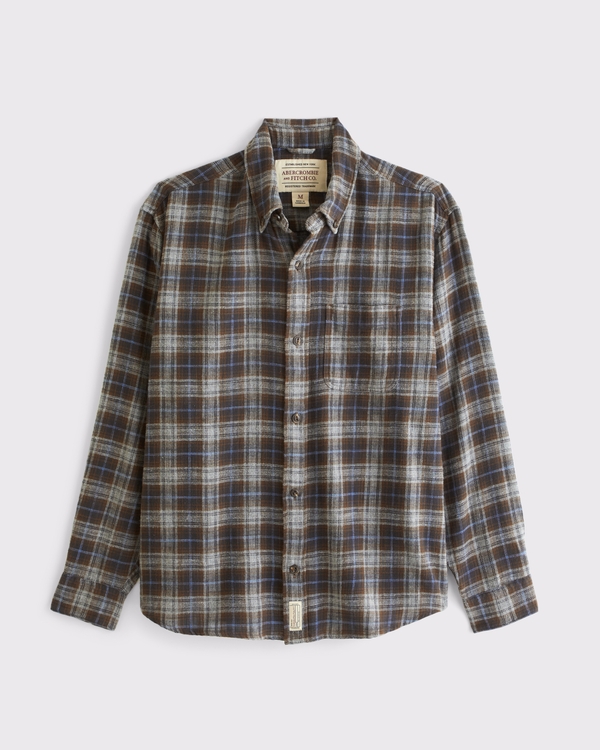 100% Cotton Flannel, Grey Plaid view 1