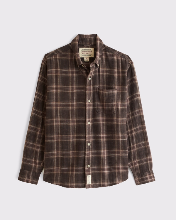 100% Cotton Flannel, Brown Plaid view 1