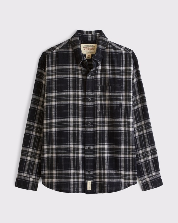 100% Cotton Flannel, Black Plaid view 1