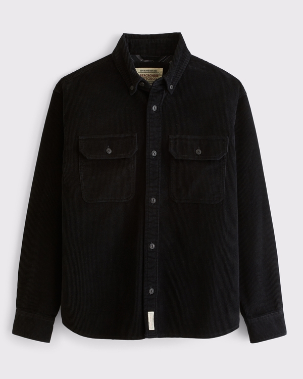 Corduroy Overshirt, Black view 1