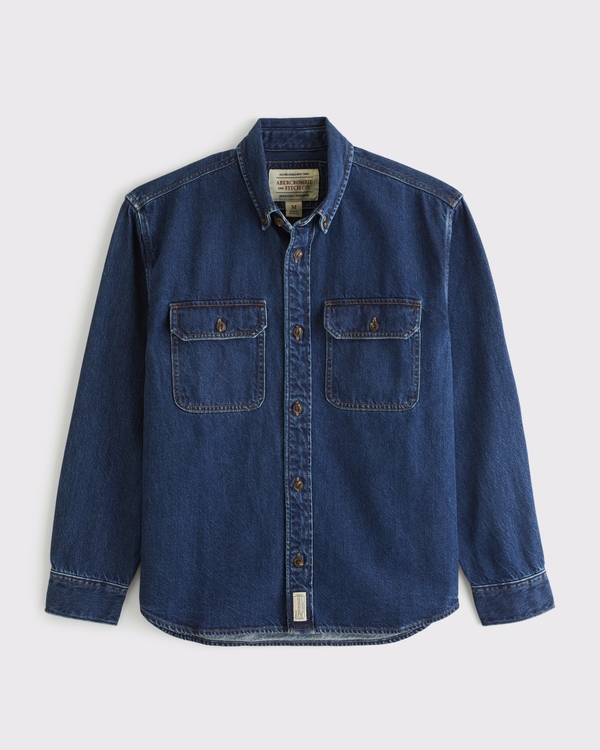 Denim Overshirt, Medium Wash view 1
