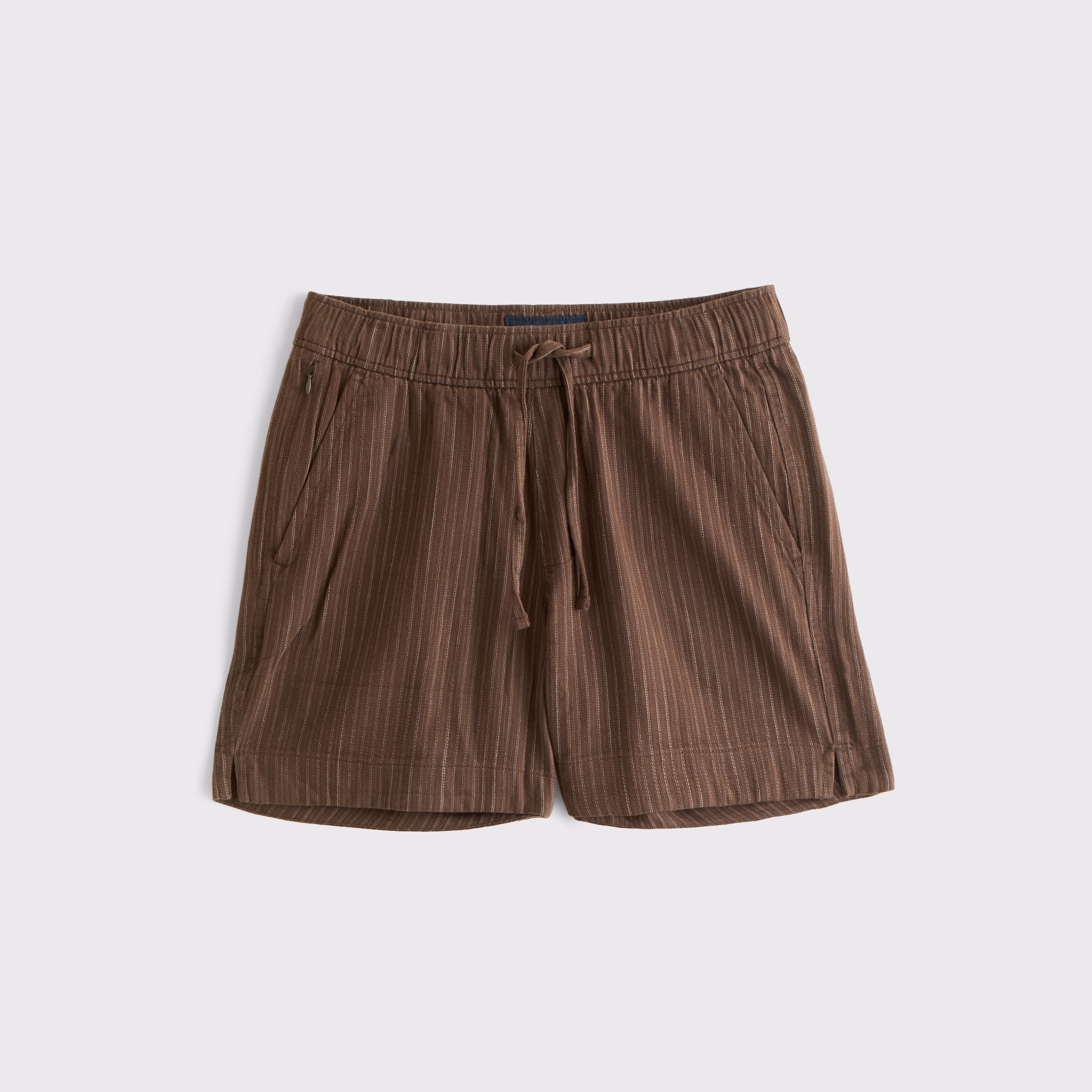 Мужские шорты Abercrombie & Fitch 100% Cotton Textured Pull-On Short, цвет: Коричневый полосатый — фото 1