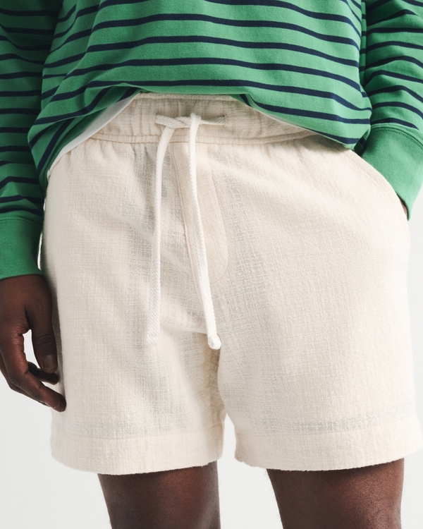 Textured Pull-On Short, Cream view 2