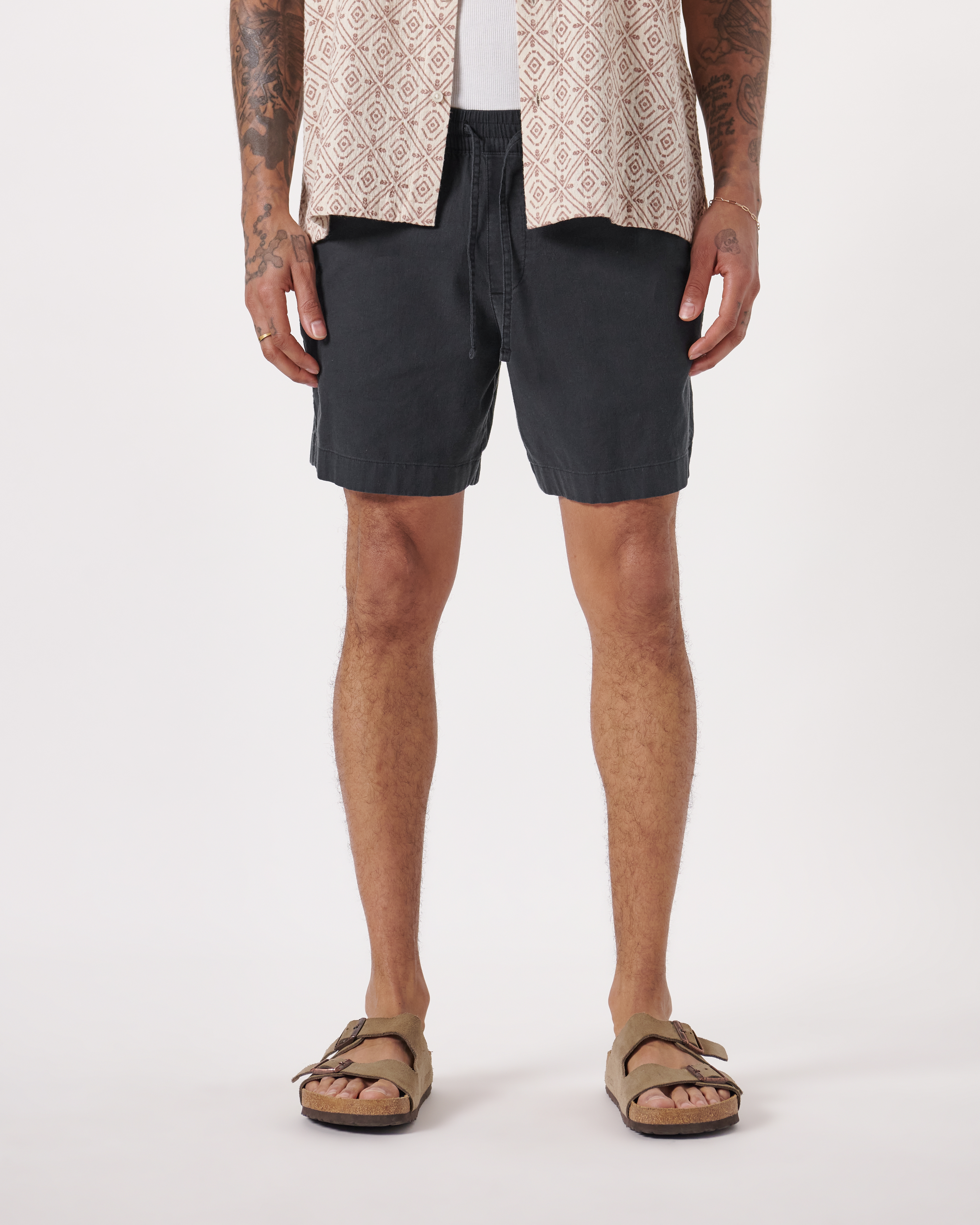 6 Inch Linen-Blend Pull-On Short