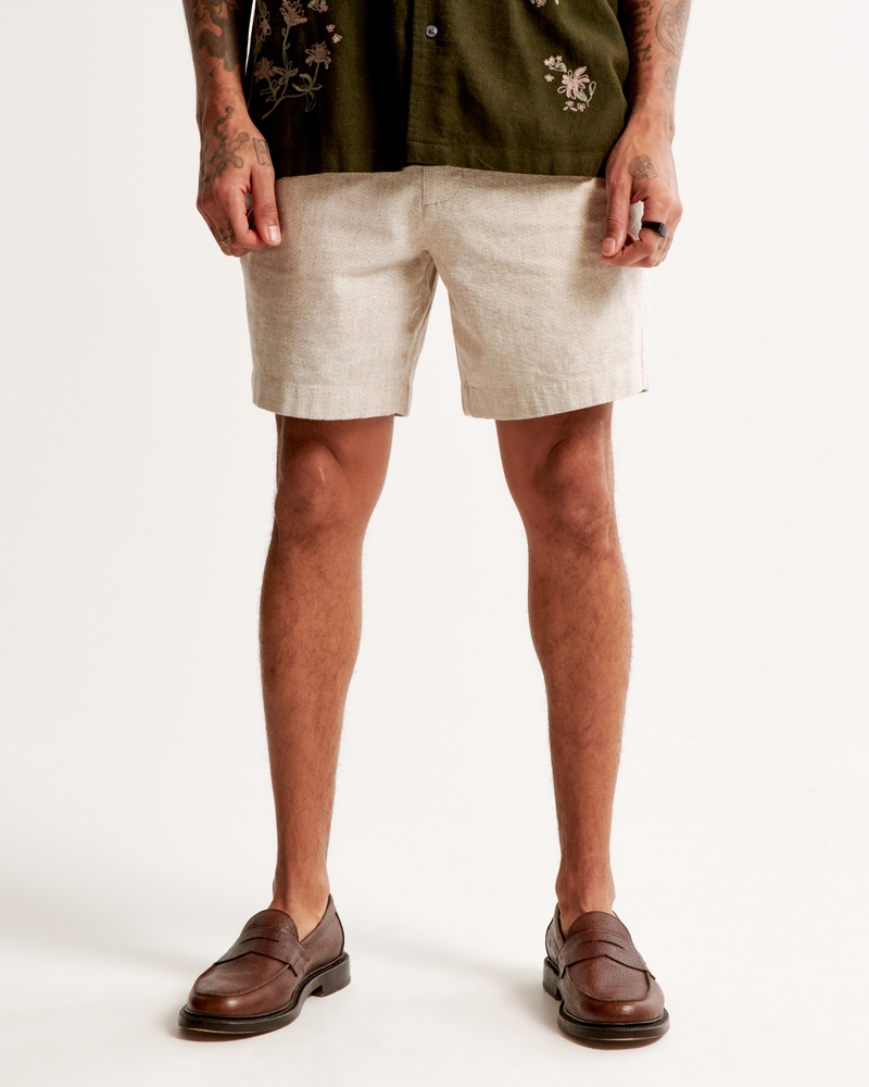 Linen-Blend Plainfront Short
