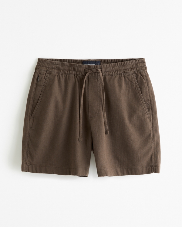 Pull-On Shorts aus Leinenmischung, Dark Brown