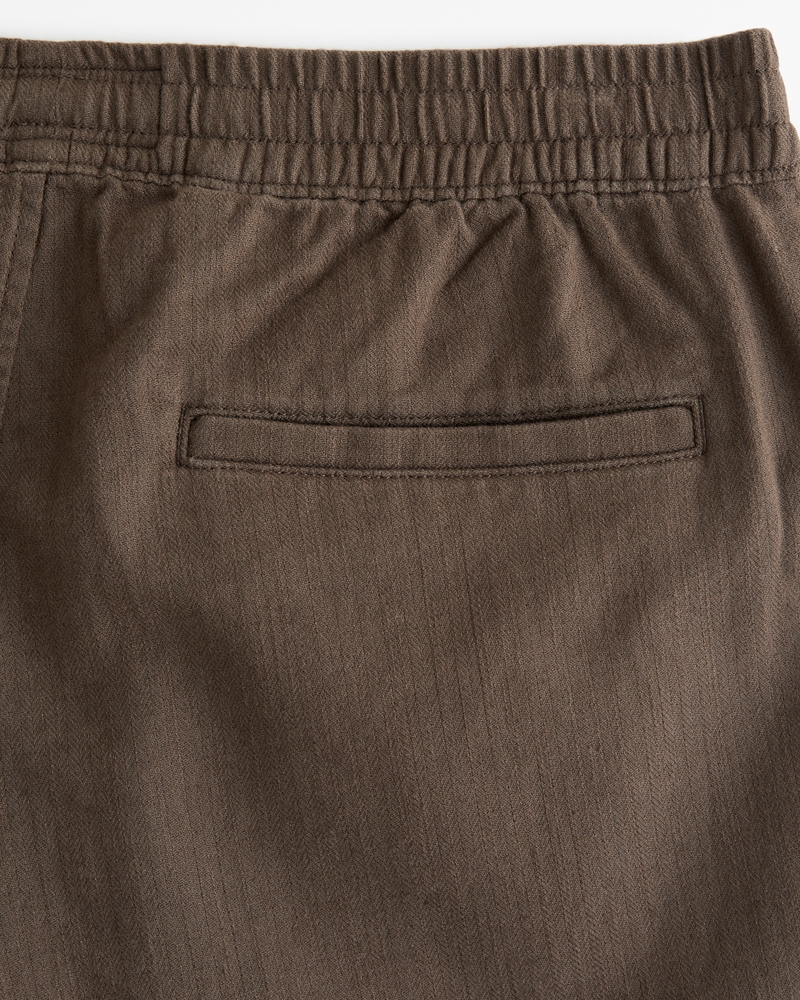 Men's Linen-Blend Pull-On Short in Dark Brown | Size L | Abercrombie & Fitch