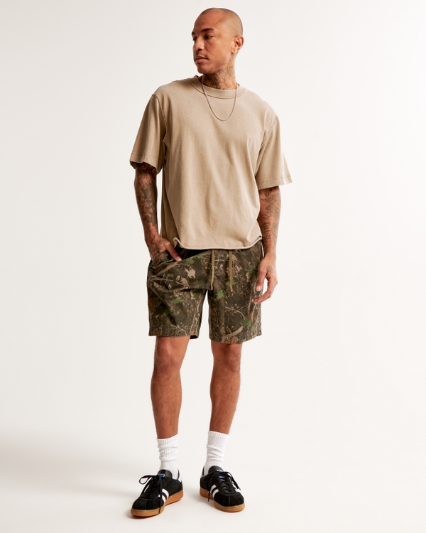 A&F Court Short, Olive Green Camo