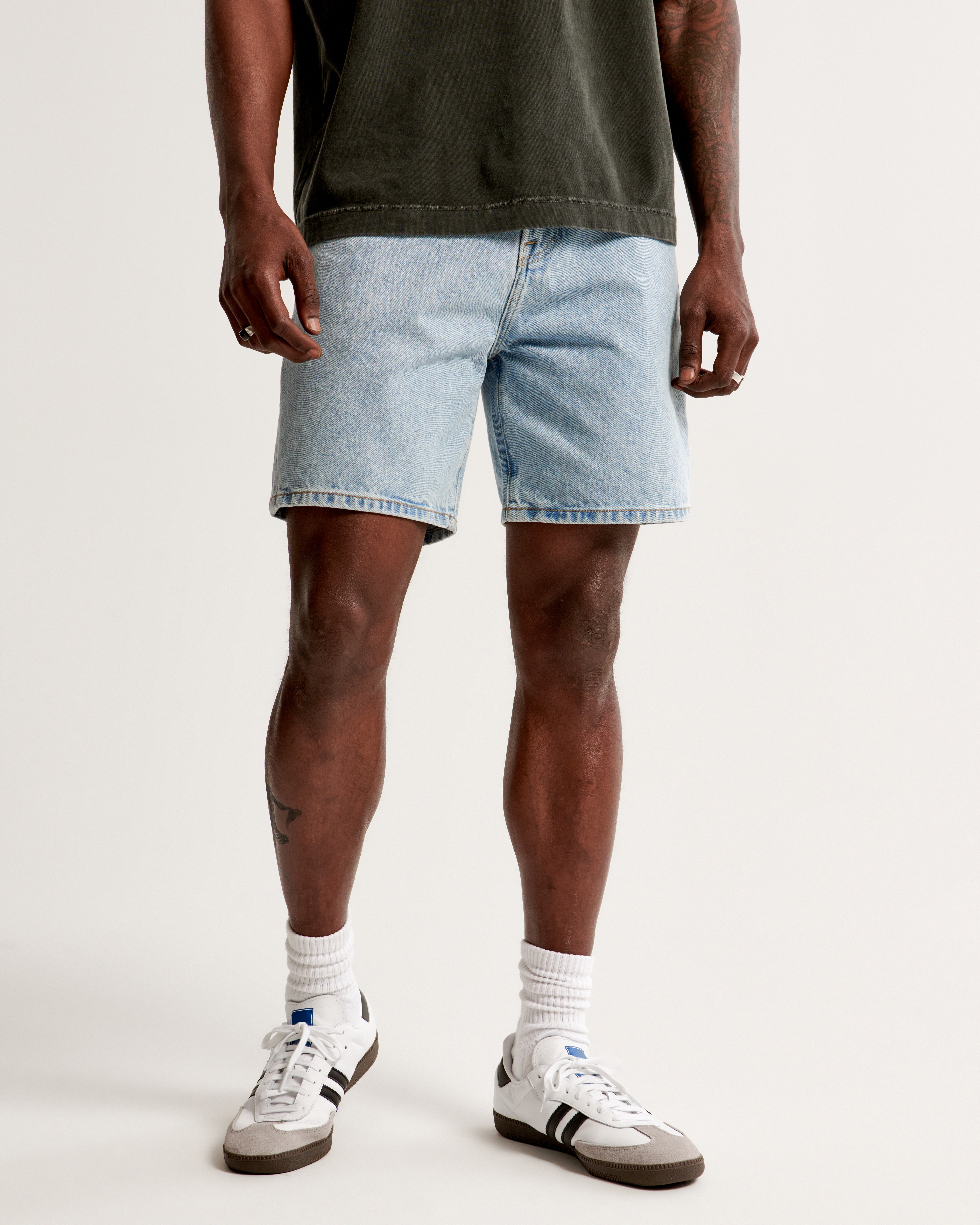 Mens loose fit denim fashion shorts