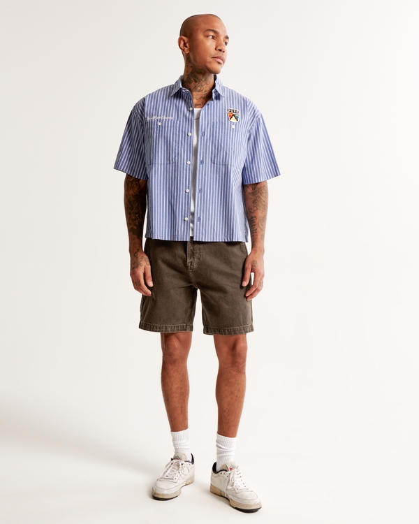 Loose Denim Short, Dark Brown Wash